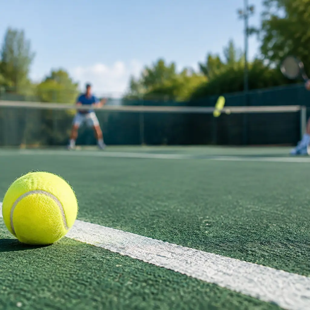 Lapangan tenis dan bola dekat garis