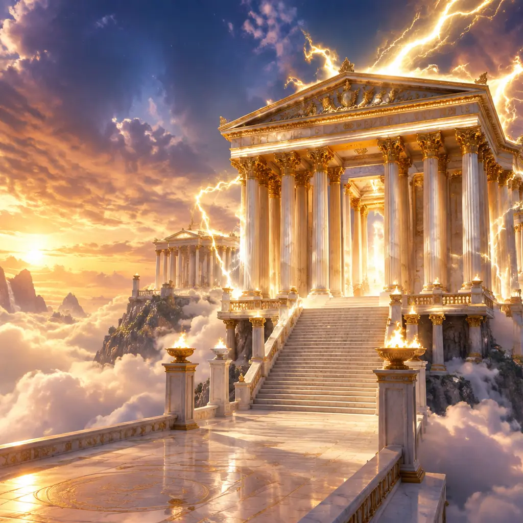 Ilustrasi kuil mitologi bertema Gates of Olympus